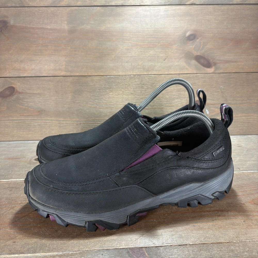 Merrell Coldpack Ice Moc Womens size 8 shoes Black waterproof Leather moc clogs
